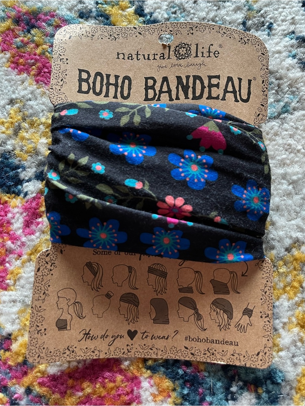 Natural Life Black Floral Boho Bandeau